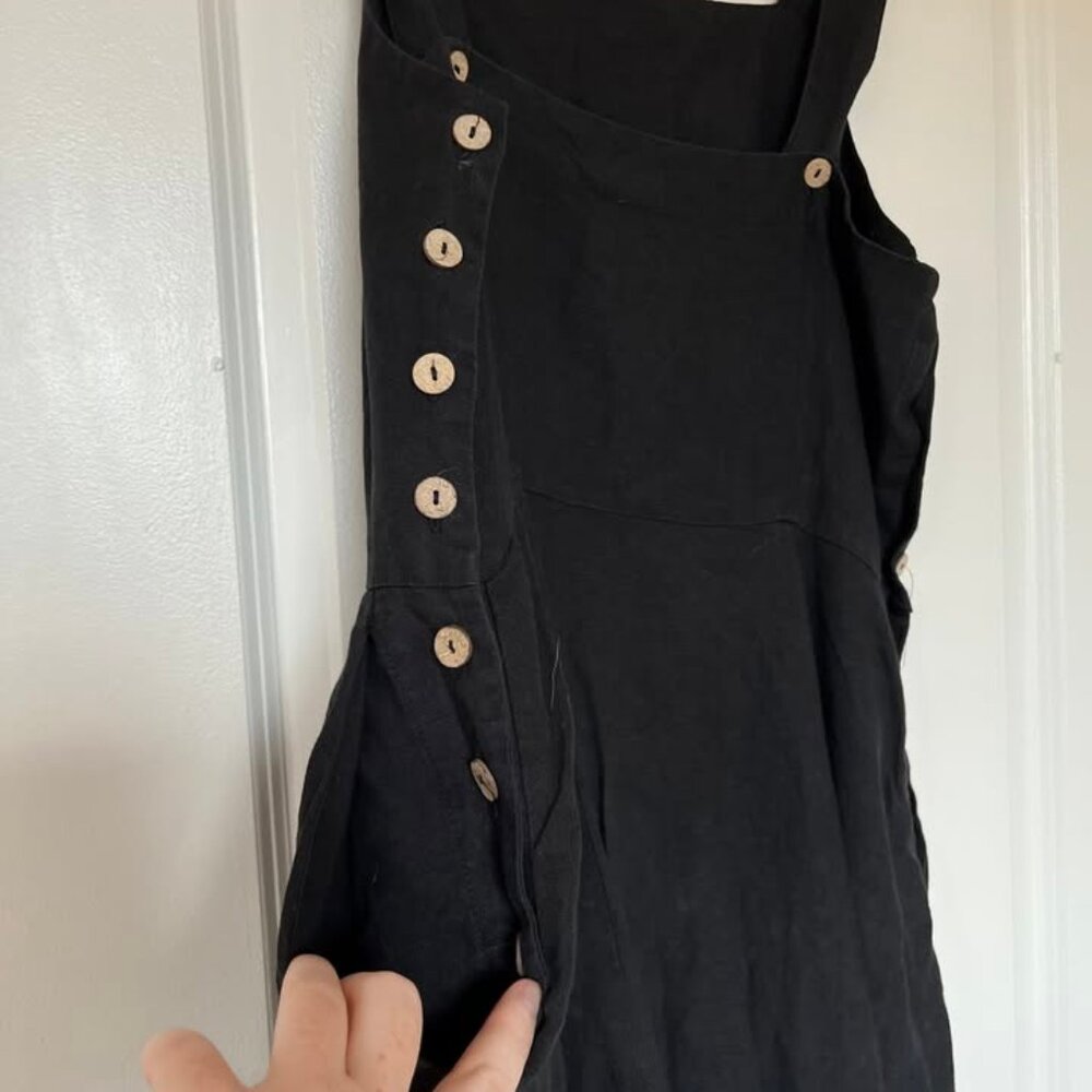 Son de Flor Black Linen Pinafore Dress - Picture 4 of 4